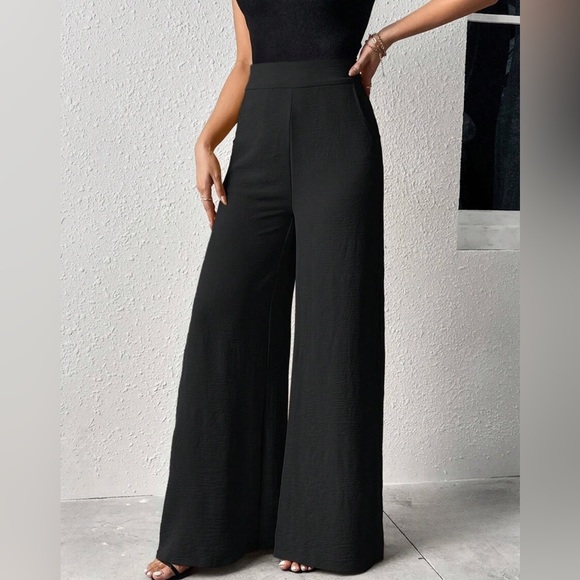 Black Split Thigh Wide Leg Pants - Picture 3 of 5